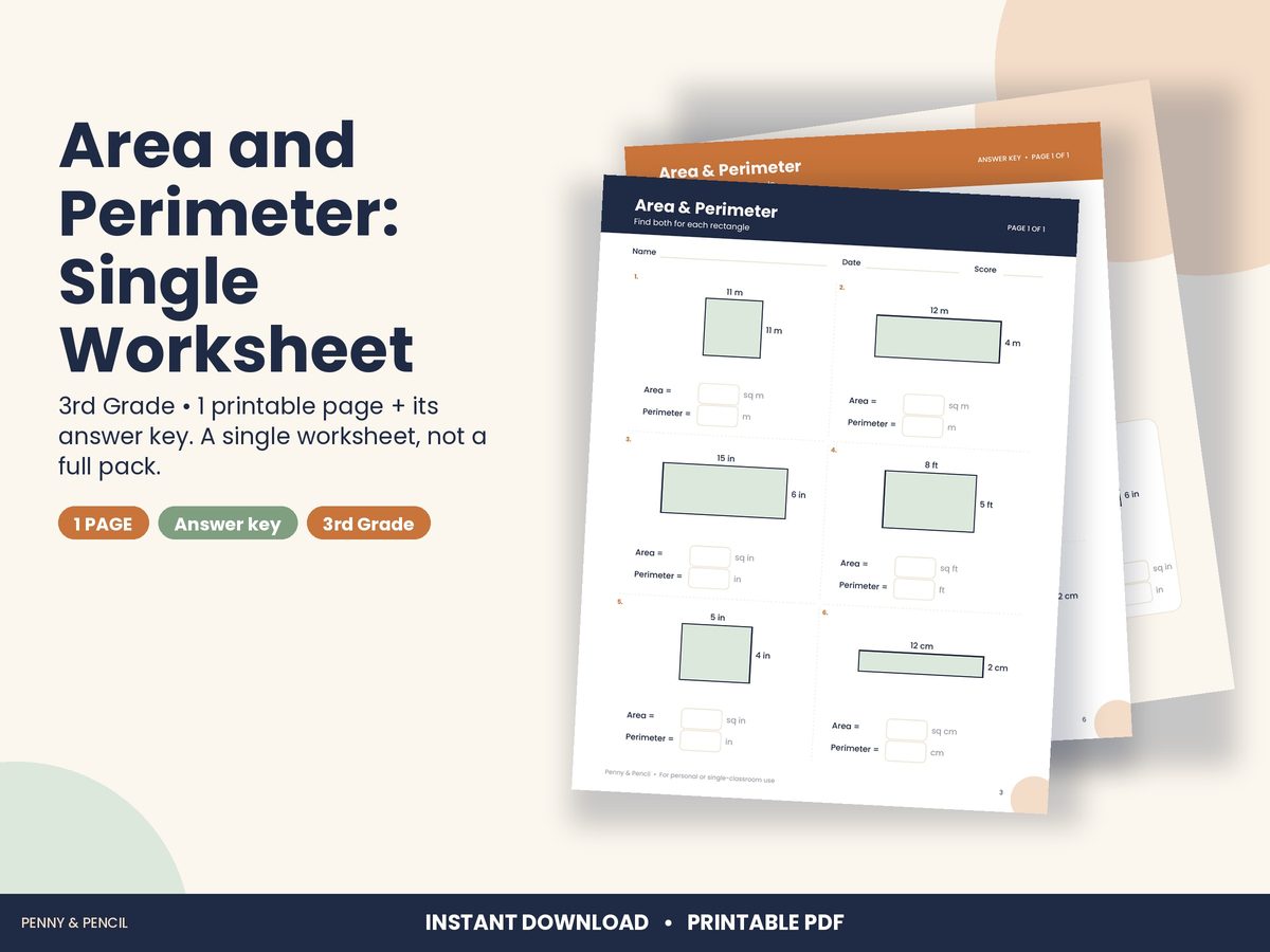 Area and Perimeter: Single Worksheet