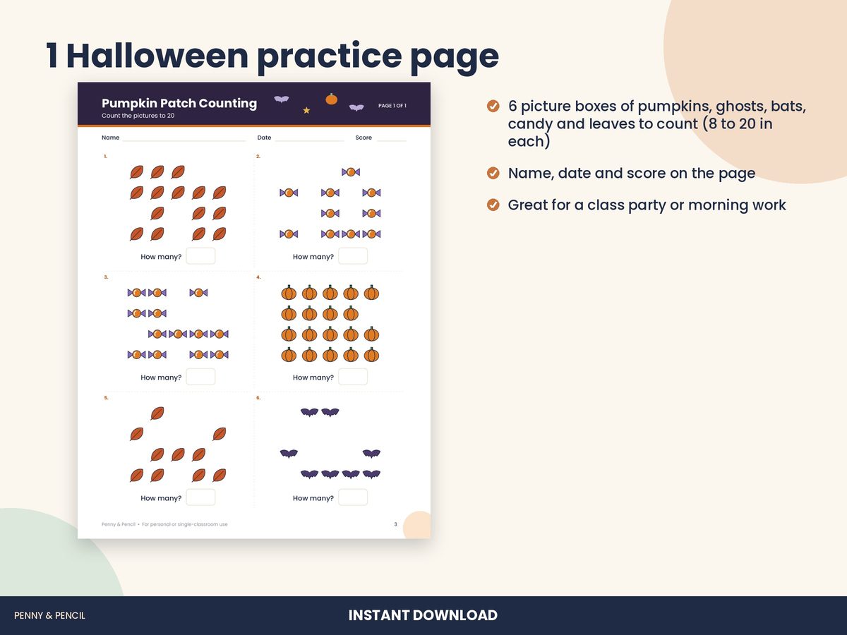 Halloween Counting to 20: Single Worksheet preview 2