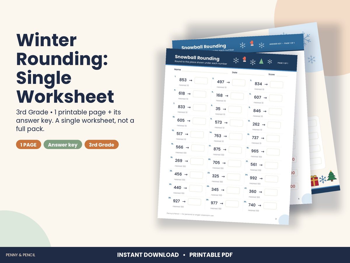 Winter Rounding: Single Worksheet