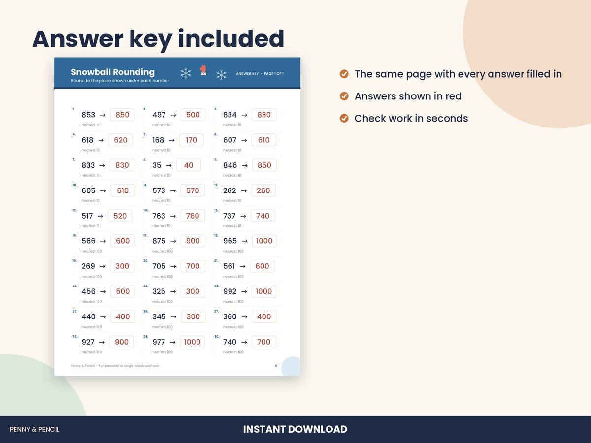 Winter Rounding: Single Worksheet preview 3