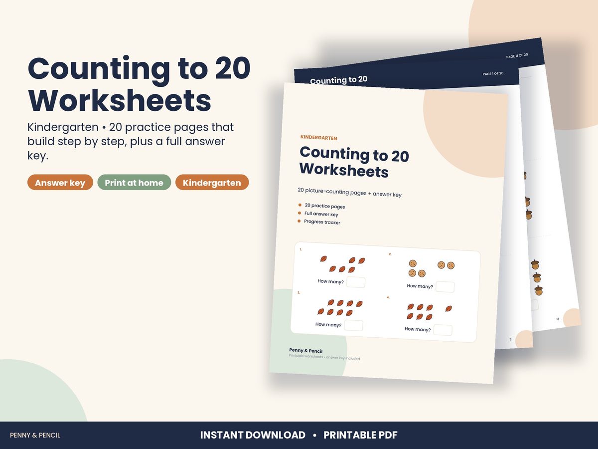 Counting to 20 Worksheets preview 1