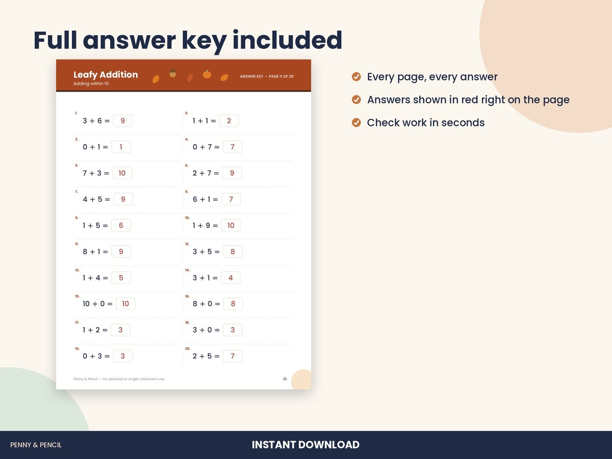 Thanksgiving Math Worksheets K-1 preview 3