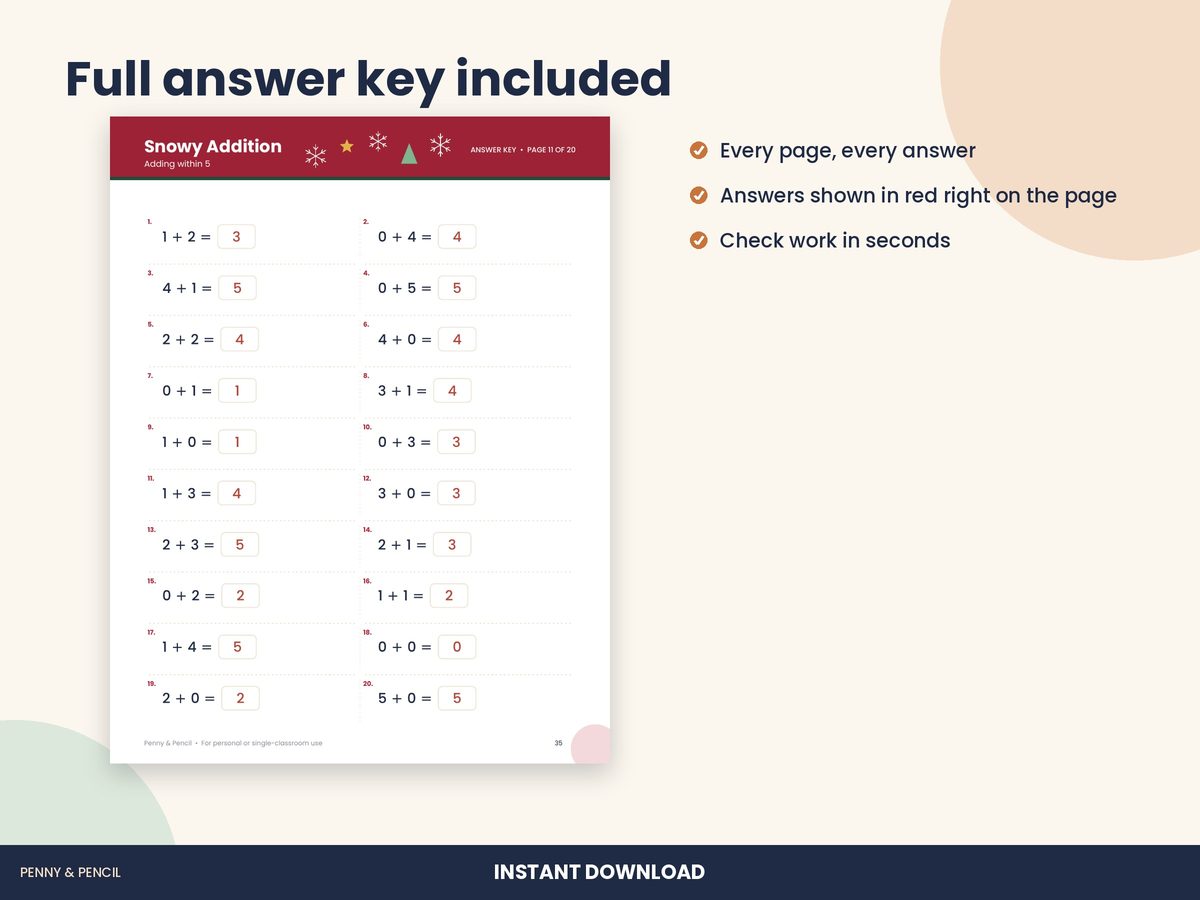 Christmas Math Worksheets Kindergarten preview 3